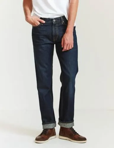 Fatface Mens Straight Fit Vintage Wash Jeans - 28REG - Dark Denim, Dark Denim