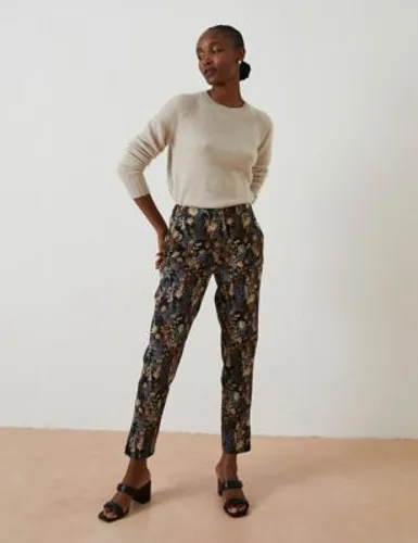 Fatface Womens Floral Jacquard Side Zip Slim Fit Trousers - 20REG - Multi, Multi