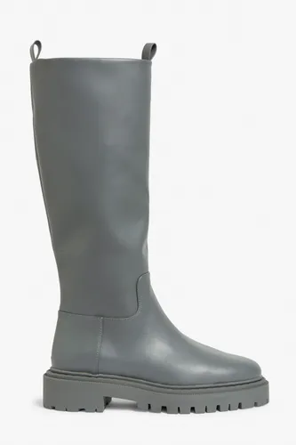 Faux leather knee-high boots - Grey