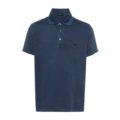 Fay , Blue Embroidered Logo Polo Shirt ,Blue male, Sizes: