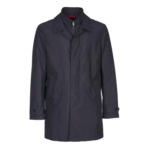 Fay , Blue Raincoat with Hidden Buttons ,Blue male, Sizes: