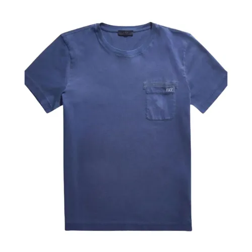 Fay , Comfort Fit Short Sleeve Crewneck T-shirt ,Blue male, Sizes: