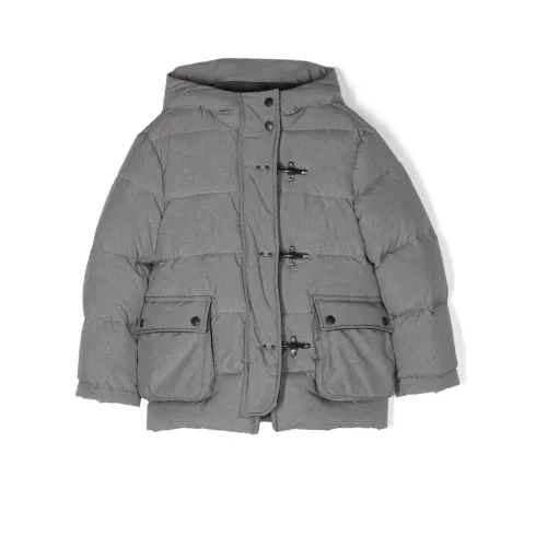 Fay , Grey Padded Coat with Hood ,Gray male, Sizes: