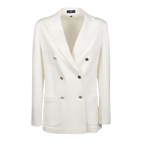 Fay , Luxurious White Double-Breasted Blazer ,White female, Sizes: