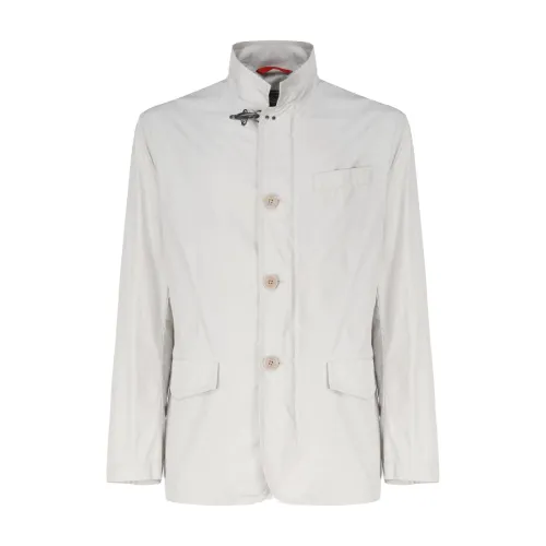 Fay , Waterproof Taffeta Jacket with Clutch and Flap Pockets ,White male, Sizes: