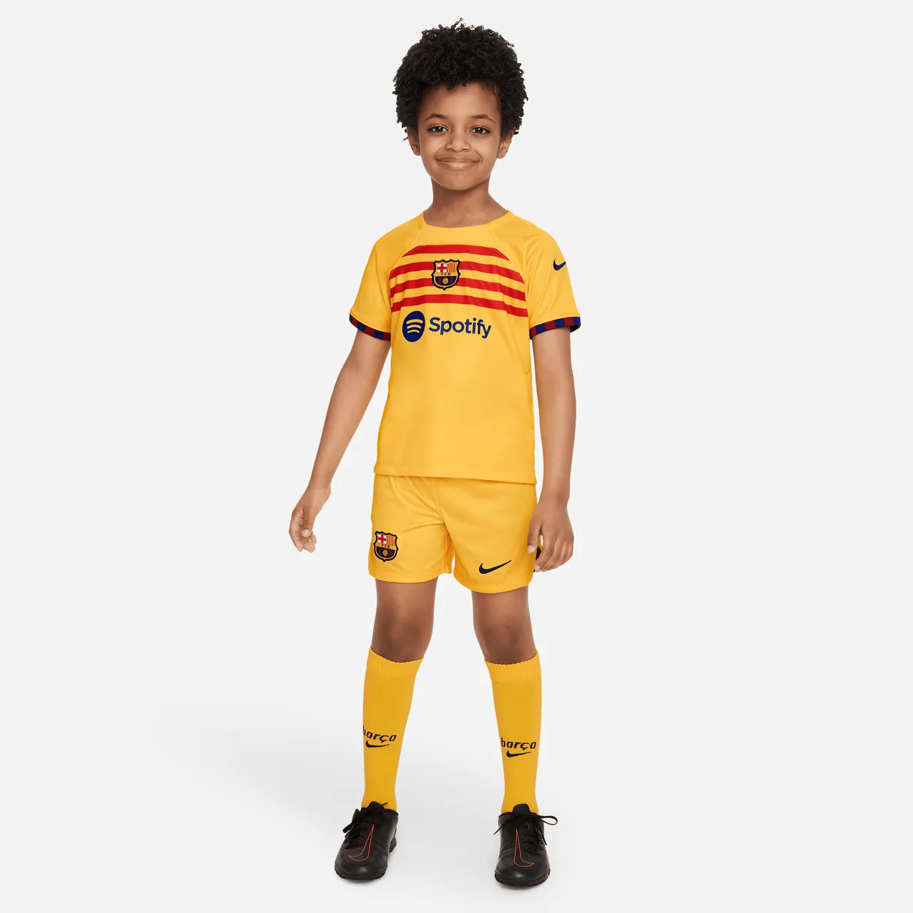 F.C. Barcelona 2023/24 Fourth Younger Kids' Nike Football Kit - Yellow - Polyester