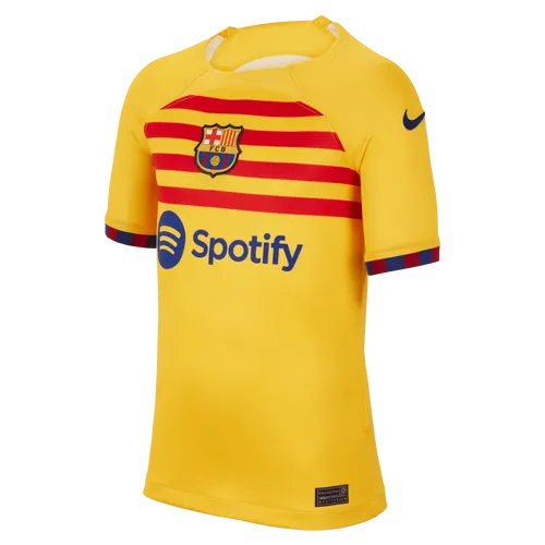 F.C. Barcelona 2023/24 Stadium Fourth Older Kids' Nike Dri-FIT Football Shirt - Yellow - Polyester