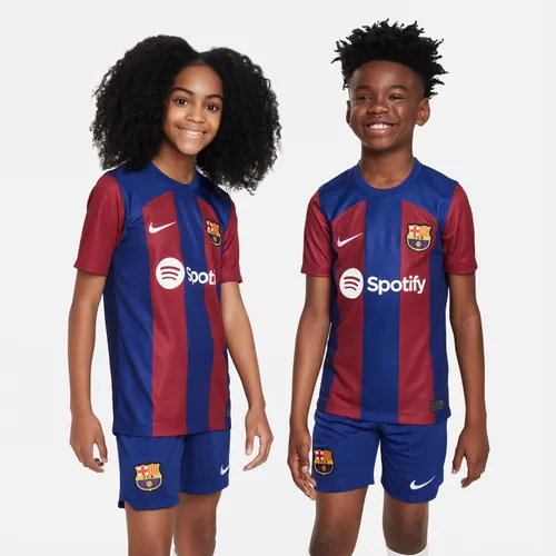 F.C. Barcelona 2023/24 Stadium Home Older Kids' Nike Dri-FIT Football Shirt - Blue - Polyester