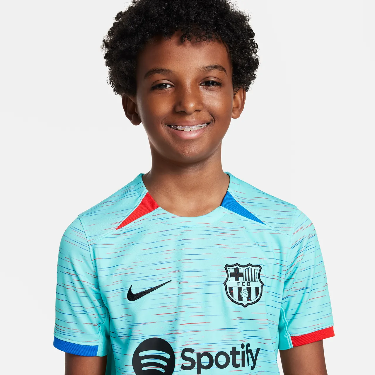 F.C. Barcelona 2023/24 Stadium Third Older Kids' Nike Dri-FIT Football Shirt - Blue - Polyester