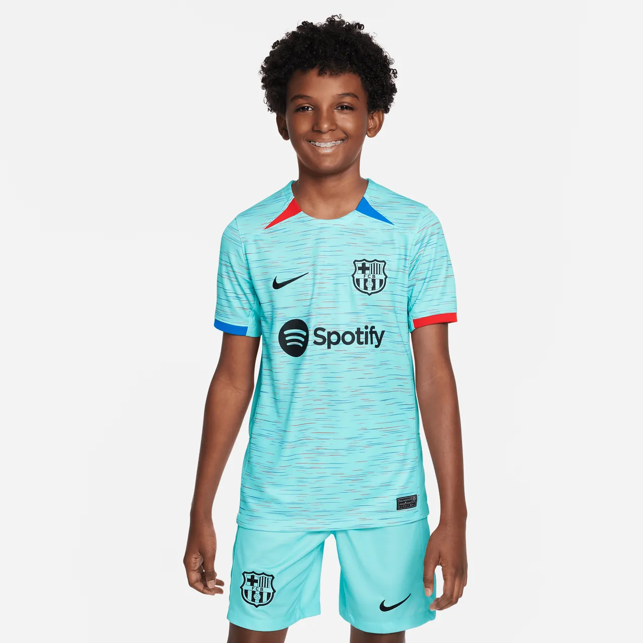 F.C. Barcelona 2023/24 Stadium Third Older Kids' Nike Dri-FIT Football Shirt - Blue - Polyester