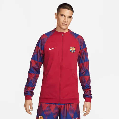 F.C. Barcelona Academy Pro Men's Nike Full-Zip Knit Football Jacket - Red - Polyester