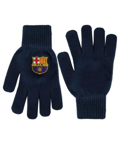 FC Barcelona Logo Core Mens Navy Gloves - One