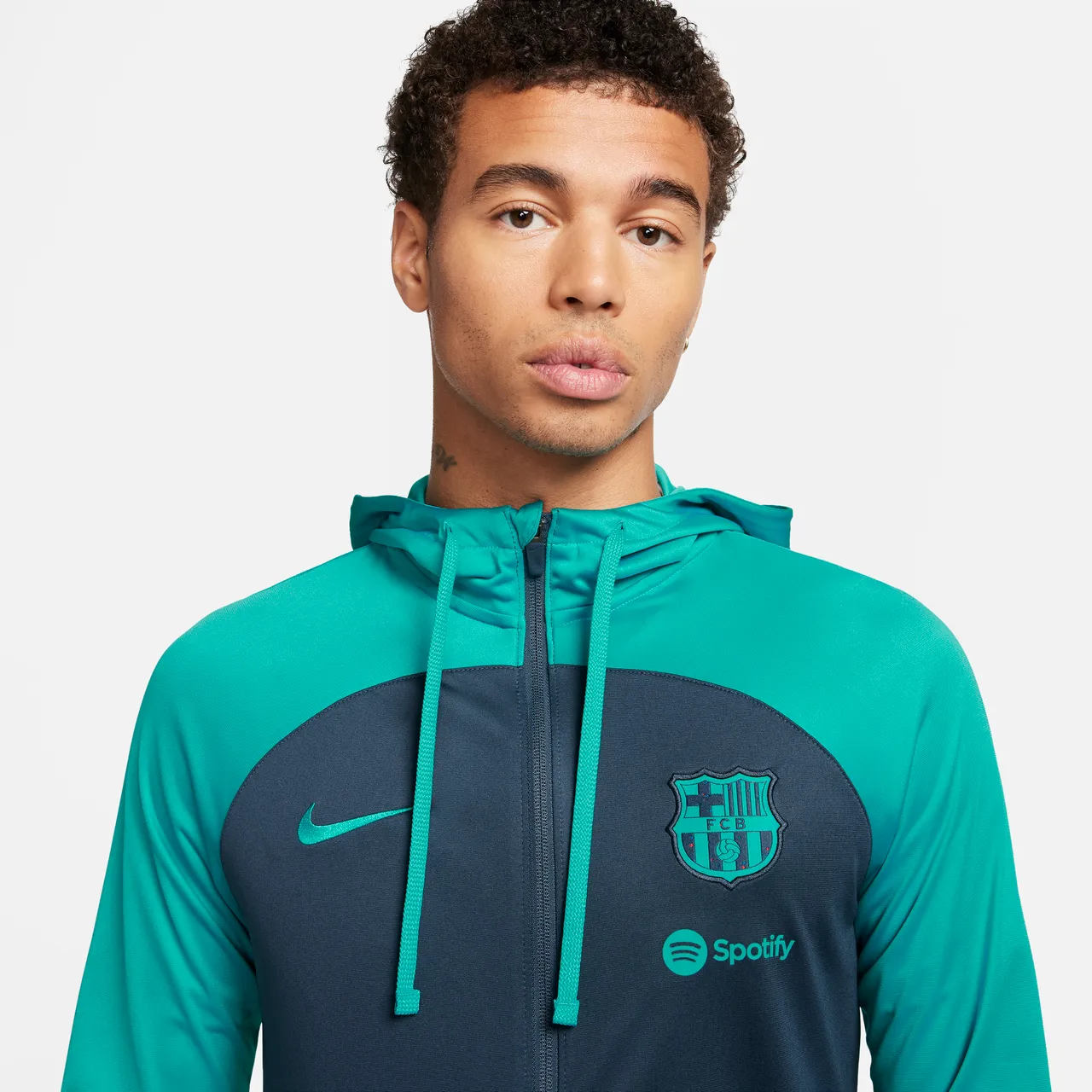 F.C. Barcelona Strike Men's Nike Dri-FIT Football Hooded Knit Tracksuit - Blue - Polyester