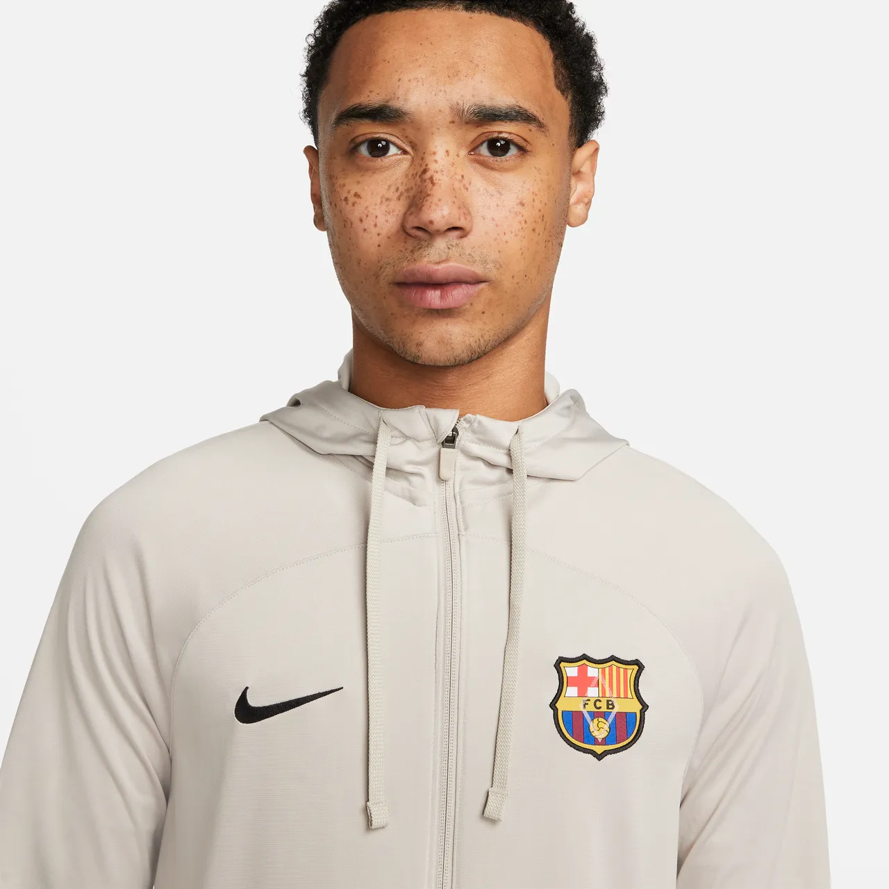 F.C. Barcelona Strike Men's Nike Dri-FIT Hooded Football Tracksuit - Brown - Polyester