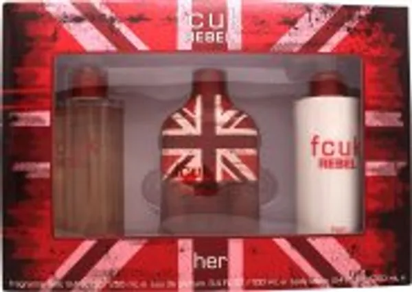 FCUK Rebel For Her Gift Set 100ml EDT + 250ml Body Lotion + 250ml Fragrance Mist