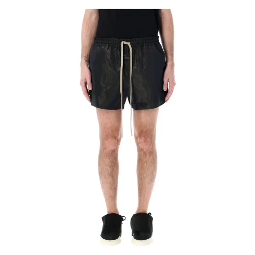 Fear Of God , Black Crinkle Nylon Running Shorts ,Black male, Sizes: