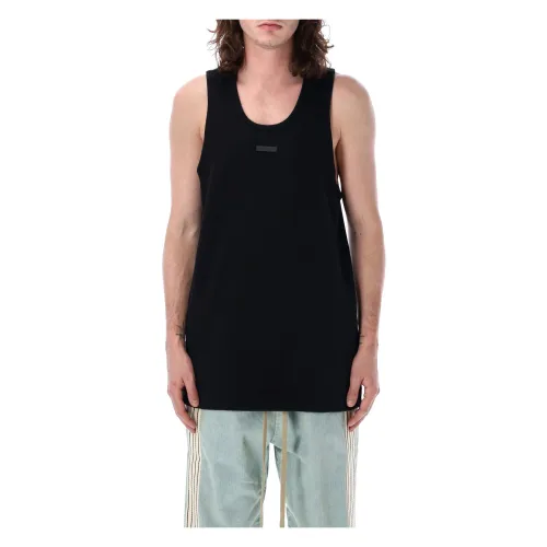 Fear Of God , Black Ribbed Tank Top Ss24 ,Black male, Sizes: