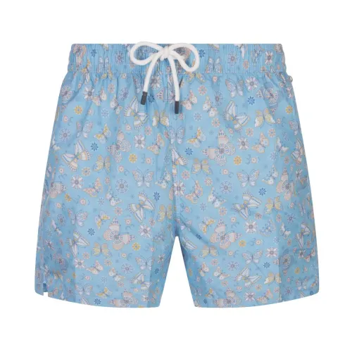 Fedeli , Blue Butterfly Swim Shorts ,Multicolor male, Sizes: