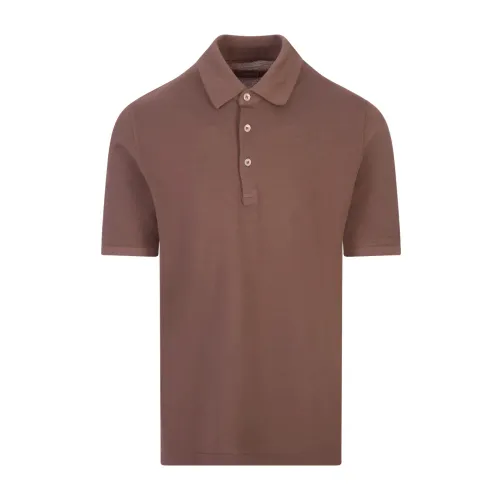 Fedeli , Brown Polo Shirt Short Sleeve ,Brown male, Sizes:
