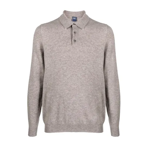 Fedeli , Cashmere polo shirt ,Gray male, Sizes: