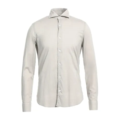 Fedeli , Classic Pearl Grey Shirt ,Gray male, Sizes: