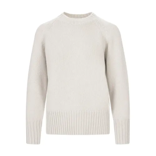 Fedeli , Ice-Coloured Cashmere Sweater with Crew Neck ,White female, Sizes: