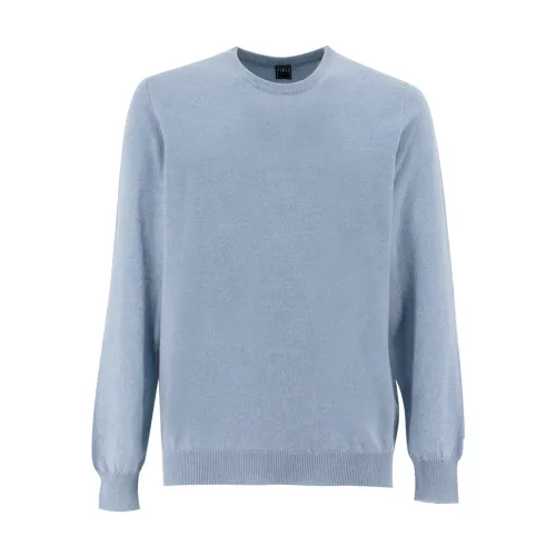 Fedeli , Luxury Italian Cashmere Sweater for Men ,Blue male, Sizes:
