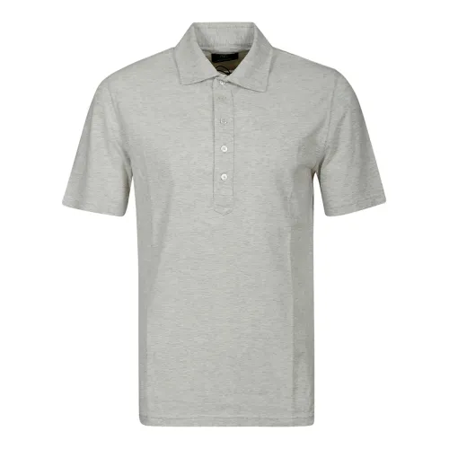 Fedeli , Melange grey piquet polo shirt ,Gray male, Sizes: