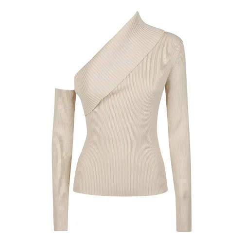 Federica Tosi , Crema Asymmetrical Sweater ,Beige female, Sizes: