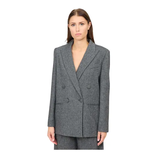 Federica Tosi , Double-breasted Spiked Jacket ,Gray female, Sizes: