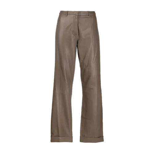 Federica Tosi , Fti22Pa023.0Vpelle Leather Trousers ,Brown female, Sizes:
