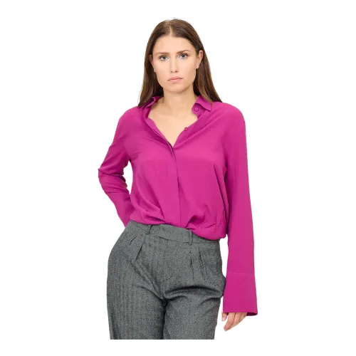 Federica Tosi , Long Sleeve Shirt in Peony Silk Blend ,Purple female, Sizes: