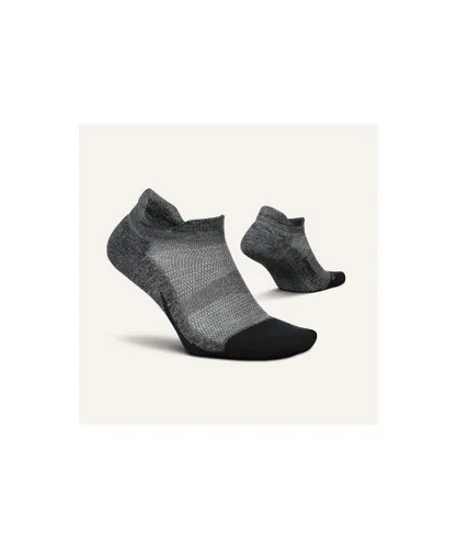 Feetures Unisex Elite Light Cushion No Show Tab Gray - Black/Dark Grey Nylon