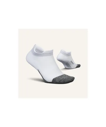 Feetures Unisex Elite Light Cushion No Show Tab White - White/Grey Nylon