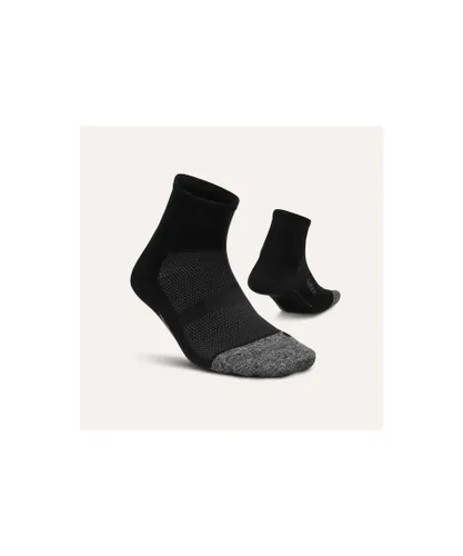 Feetures Unisex Elite Light Cushion Quarter Black - Black/Dark Grey Nylon
