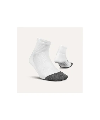 Feetures Unisex Elite Light Cushion Quarter White - White/Grey Nylon