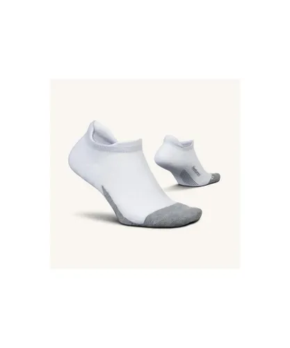 Feetures Unisex Elite Max Cushion No Show Tab White - White/Grey