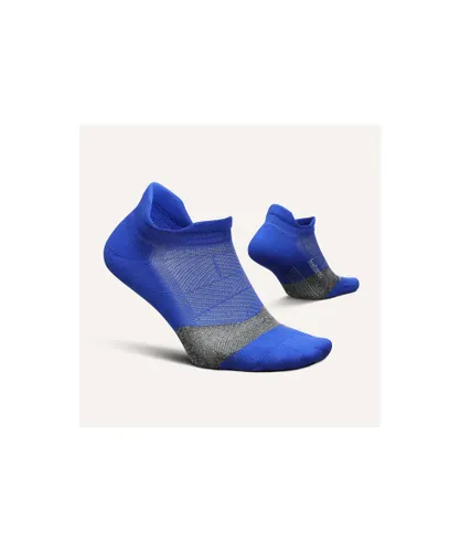 Feetures Unisex Elite Ultra Light No Show Tab Boost Blue - Blue & Grey Multi Nylon