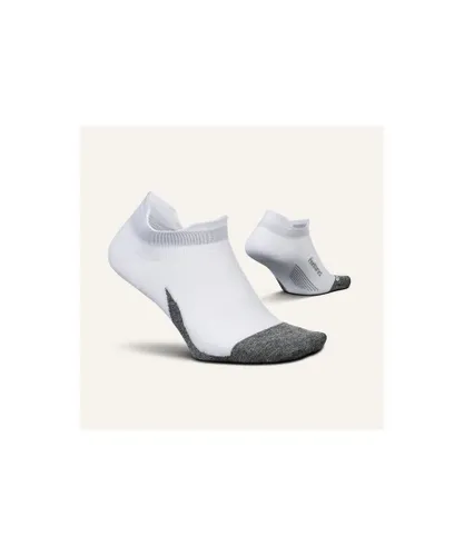 Feetures Unisex Elite Ultra Light No Show Tab White - White/Grey Nylon
