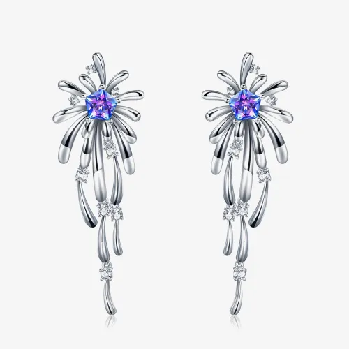 Fei Liu Carpe Diem Silver Crystal Crossette Dropper Earrings CAR-925R-205-SWCZ