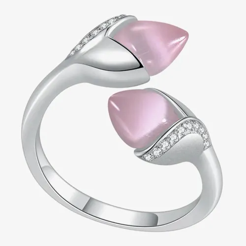 Fei Liu Magnolia Silver Double Stone Ring MAG-925R-002-CEGY N