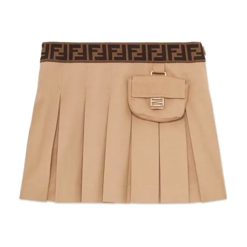 Fendi , Beige Pleated Skirt for Kids ,Beige female, Sizes:
