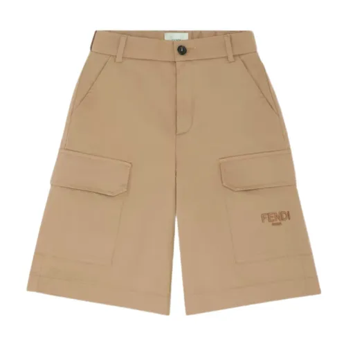 Fendi , Beige Twill Bermuda Shorts ,Beige male, Sizes:
