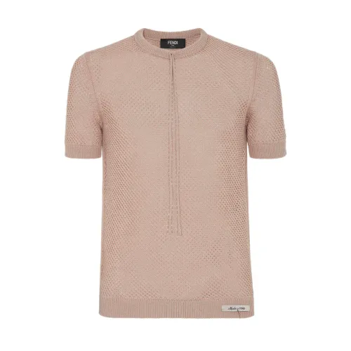 Fendi , Beige Wool Net Stitch Shirt ,Beige male, Sizes: