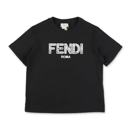 Fendi , Black Cotton Jersey Girl T-Shirt ,Black female, Sizes: