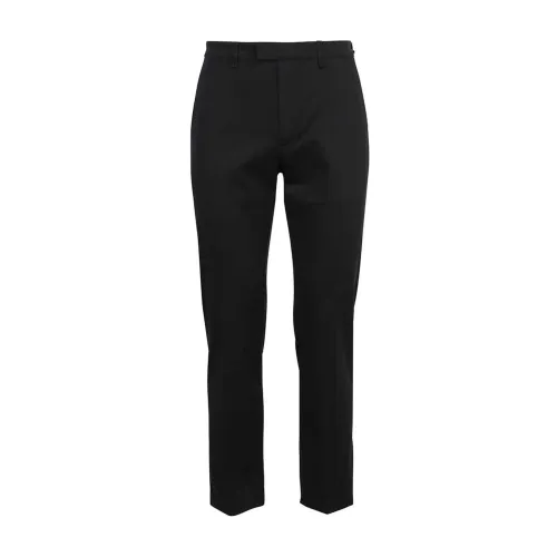 Fendi , Black Cotton Pants with Embroidery Detail ,Black male, Sizes: