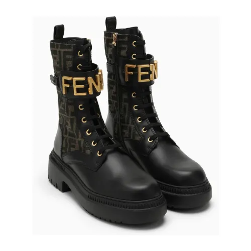 Fendi , Black Fendigraphy Motorcycle Boot ,Black female, Sizes: