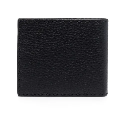 Fendi , Black Hammered Leather Billfold Wallet ,Black male, Sizes: ONE SIZE