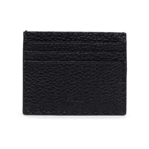 Fendi , Black Hammered Leather Credit Card Wallet ,Black male, Sizes: ONE SIZE