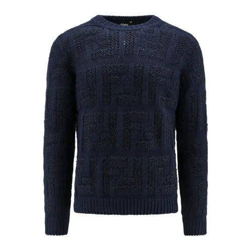 Fendi , Black Knitwear for Men ,Blue male, Sizes:
